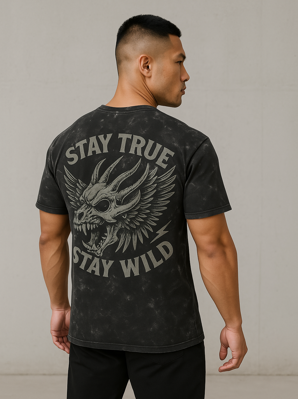 Stay True / Stay Wild – Winged Skull Oversized Tee
